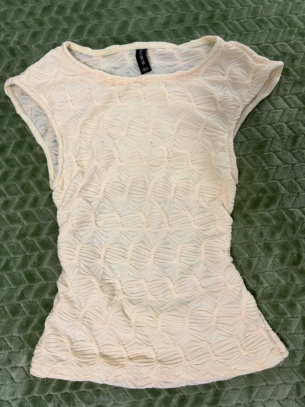 Cream Textured Sleeveless Women's Top